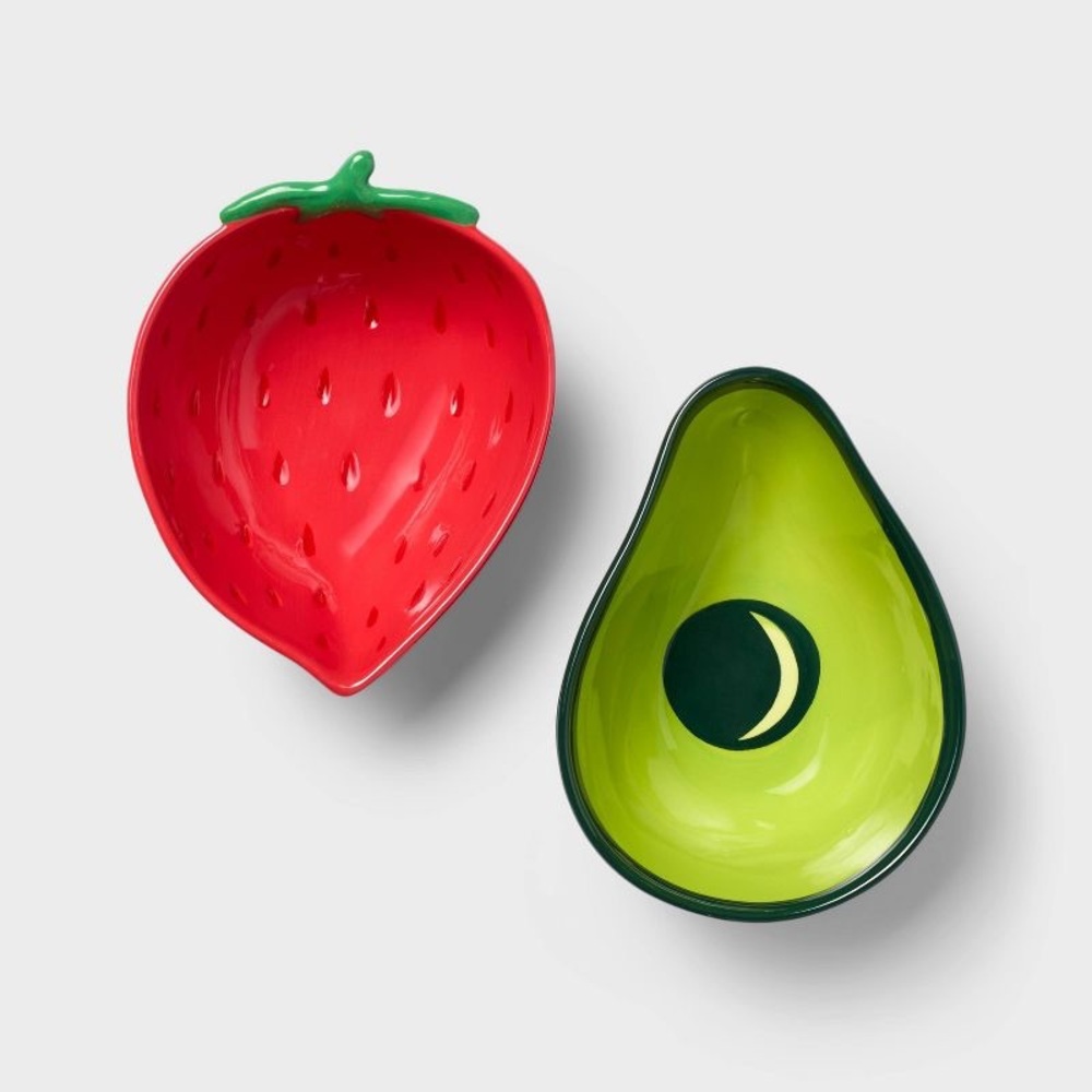 2pc Stoneware Strawberry and Avocado Appetizer Bowl nwt tabitha brown